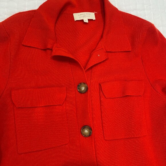 Sézane Betty Cardigan Coral Red - Picture 2 of 6